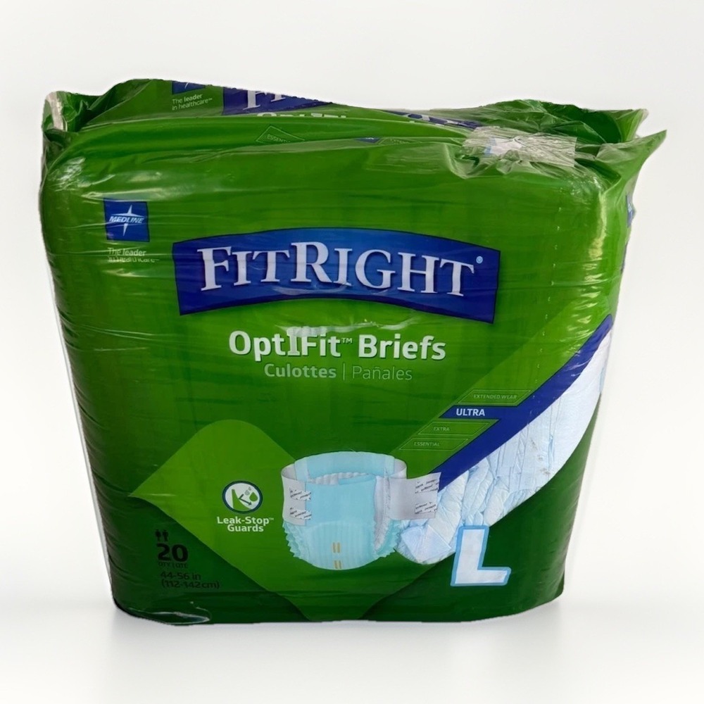 Medline FitRight OptiFit Adults Large Size Ultra Incontinence Briefs 20 Count
